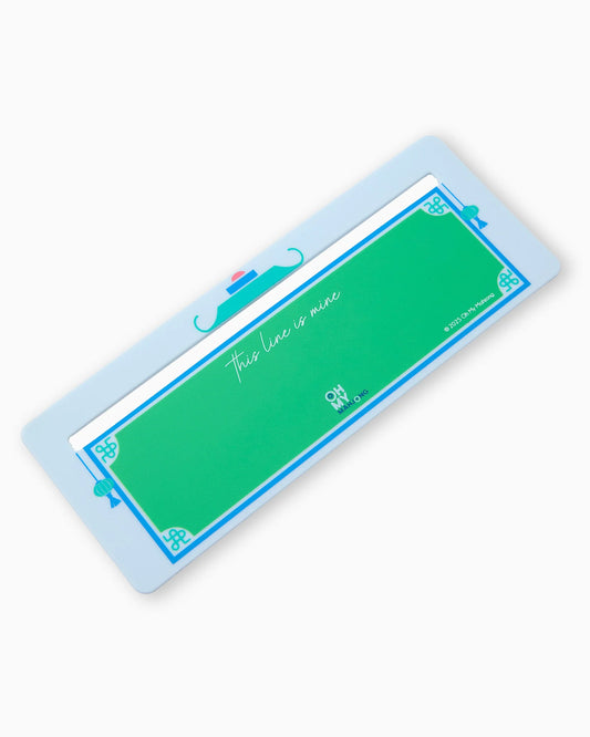 Oh My Mahjong light blue line finder with green mahjong playing surface and teal pusher