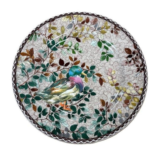 Spode Woodland Accent Salad Plate Mallard featuring painted mallard duck with foliage and ornate border