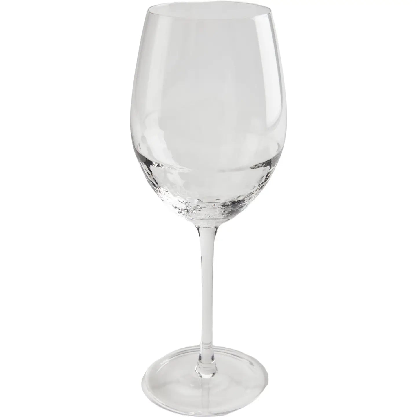 A clear Tableau "Monte" wine glass by Tableau, featuring a long stem and round base, is photographed against a plain white background.