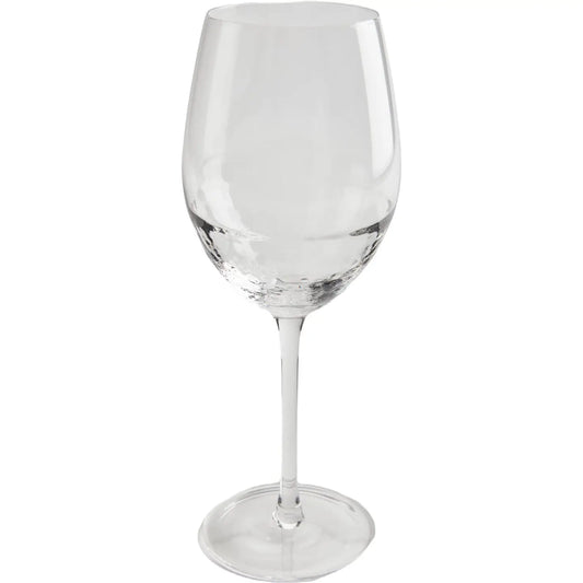 A clear Tableau "Monte" wine glass by Tableau, featuring a long stem and round base, is photographed against a plain white background.