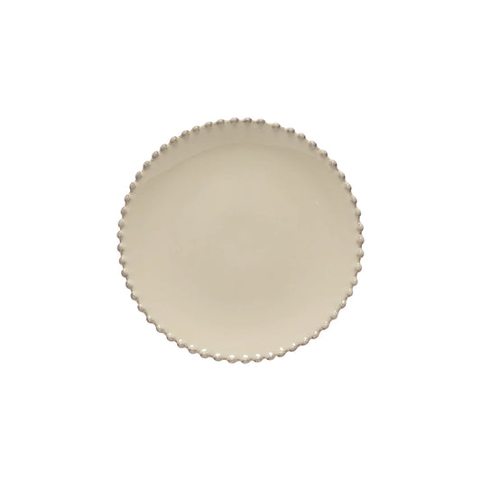 Costa Nova Pearl Cream salad plate with beaded rim edge, viewed from above
