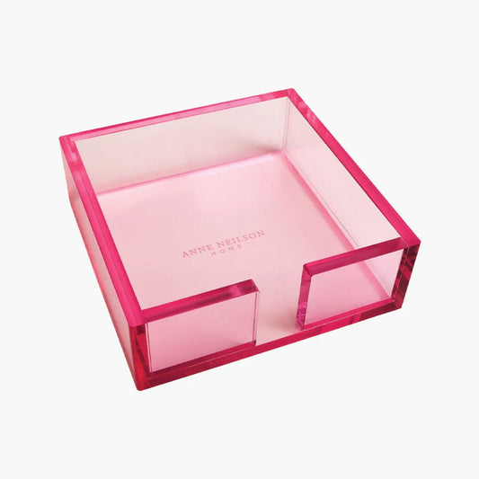 Anne Neilson Home acrylic cocktail napkin tray with hot pink frame and pale pink interior