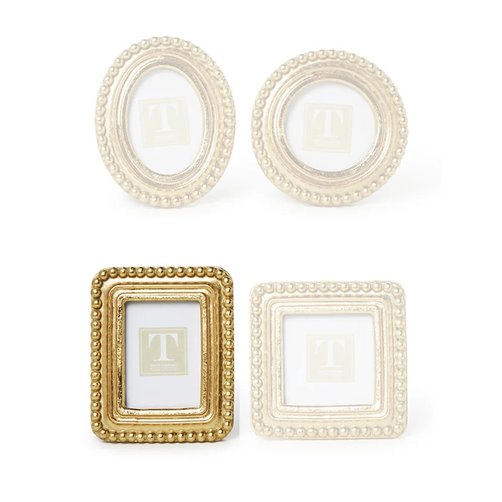 Two's Company Beaded Gold Photo Frames