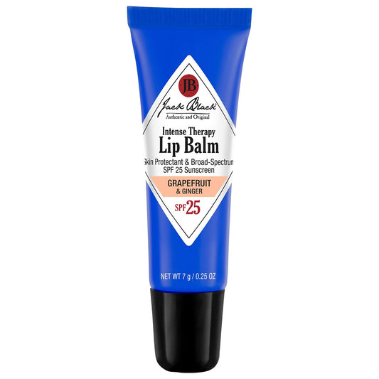 Jack Black Intense Therapy Lip Balm in Grapefruit & Ginger, blue tube with black base and SPF 25