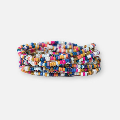 Ink + Alloy Sage Confetti Beaded 10 Strand Stretch Bracelets