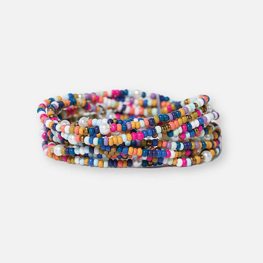 INK + ALLOY Sage Confetti 10-strand beaded stretch bracelets in multicolor stack