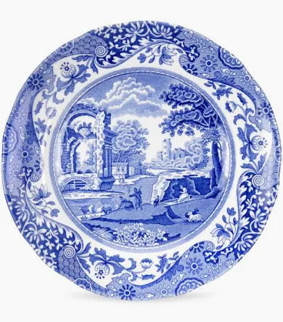 Spode Blue Italian Bread & Butter Plate with blue and white Italian landscape scenery pattern