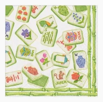 Caspari Green Mahjong Napkins Beverage Napkin