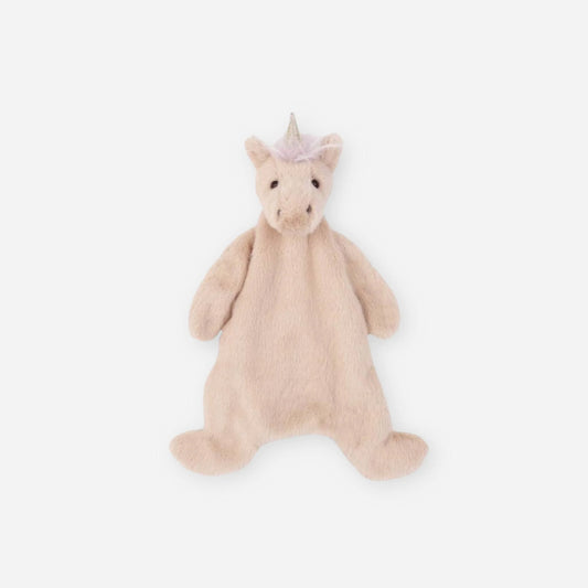Mon Ami Unicorn Security Blankie in soft cream with embroidered face and horn