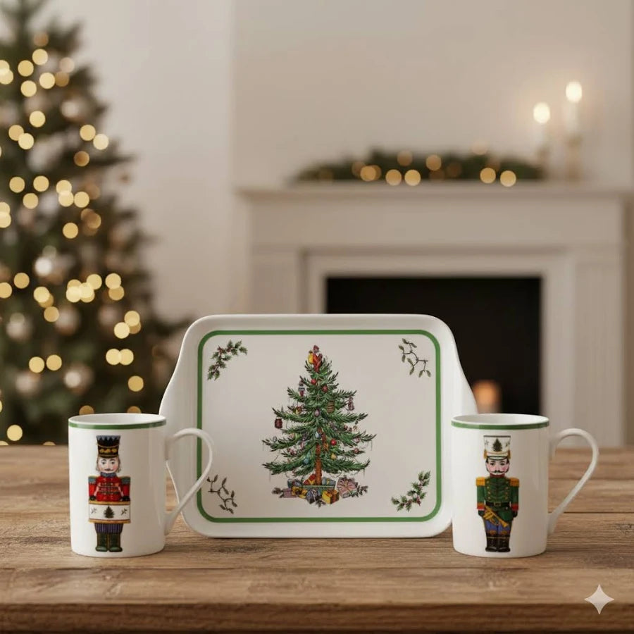 Spode Christmas Tree 3 piece Mug & Tray Set