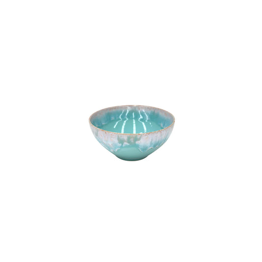 Casafina Taormina Aqua cereal bowl with textured white rim and shell pattern interior