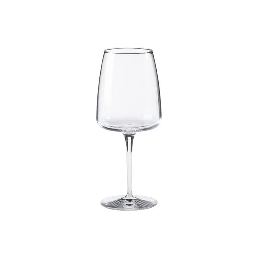 A clear Casafina "Vine" water glass with a long stem and wide bowl is centered on a plain white background.