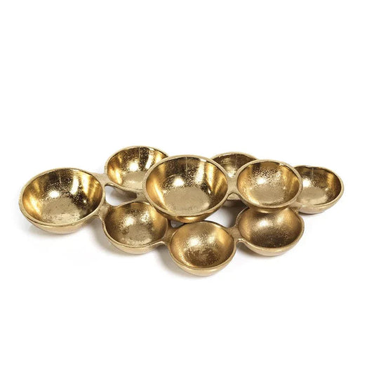 Zodax Small Cluster of 9 Serving Bowls in dark gold finish arranged in group formation